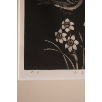 メゾチント花鳥画　K131 