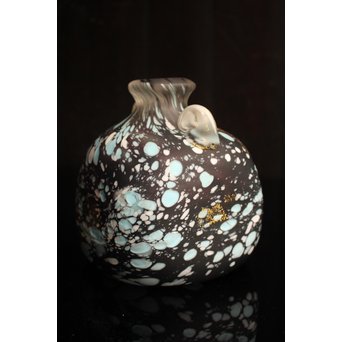藤田喬平作　金箔ガラス花瓶　S2573　 