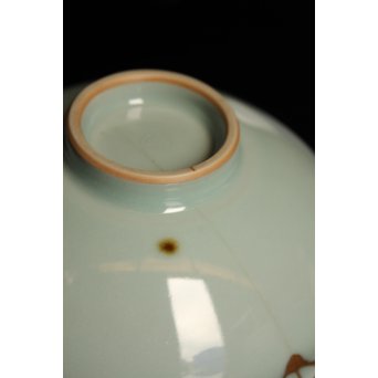 二代諏訪蘇山 飛青磁茶碗　K219 