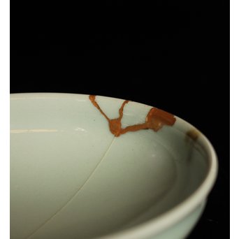 二代諏訪蘇山 飛青磁茶碗　K219 