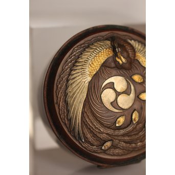 鳳凰彫金象嵌銅ボンボニエール/香合　K267 