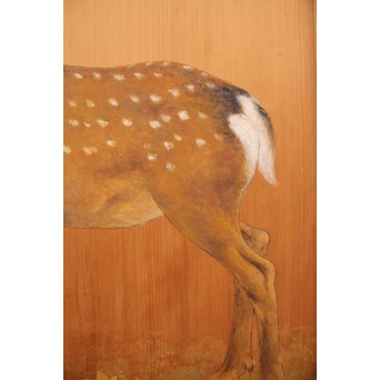 鹿のつがい　板絵　B852 