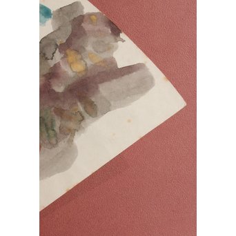小林和作　「九州阿久根の海」扇面水彩画　S2794 