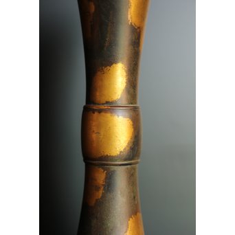 秦蔵六銘  塗金青銅立鼓式花瓶　S2880 