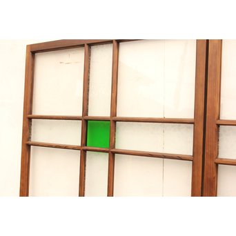 桜模様と緑色ガラスの建具 2枚1組　GD1050 