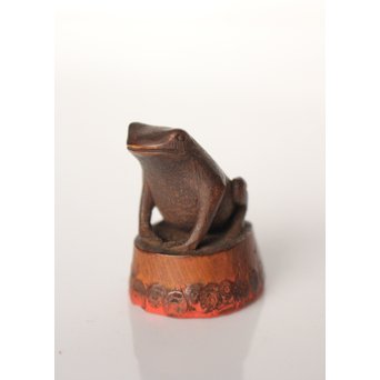 竹印材 蛙と鼎香炉　U020 