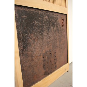 白木 鉄板腰板格子蔵戸　W589 