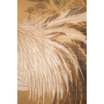 椿椿山 花鳥図/鶏に牡丹 掛軸　Z024 
