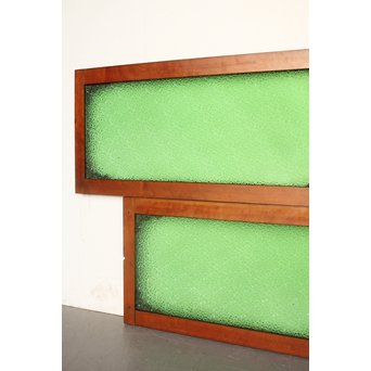 大判ダイア緑色ガラス欄間/明り取り 2枚1組　R2293 