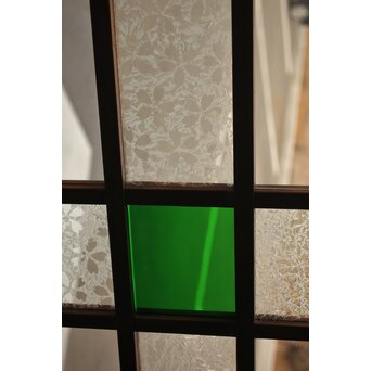 桜模様と緑色ガラスの建具 GD1184 