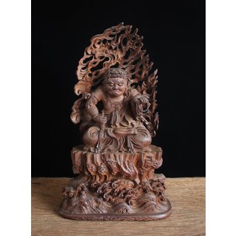 仏教美術 木彫不動明王坐像　X152
