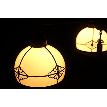 菊金具シェードの3灯シャンデリア照明　A1969 