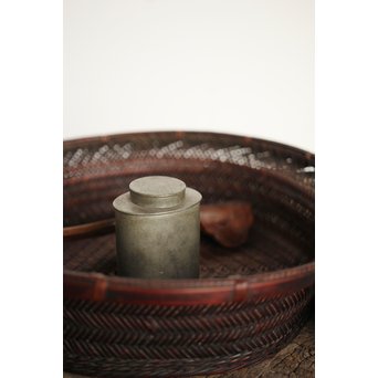 古錫 楕円茶壺　M192
