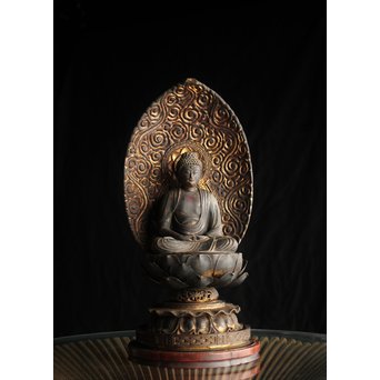 仏教美術 木彫阿弥陀如来坐像　X248