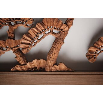神代杉框の堅木彫欄間 2枚1組　R0103Y 
