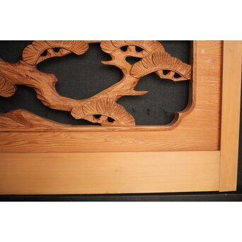 松竹梅 中型木彫欄間 2枚1組　R0031 