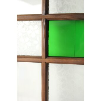 桜模様と緑色ガラスの建具 2枚1組　GD0122YD 
