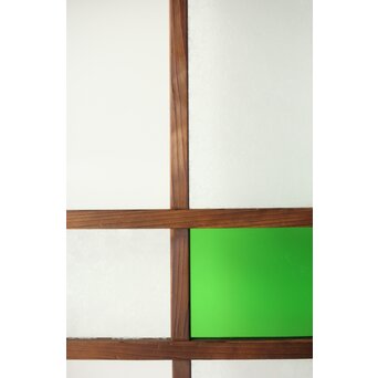 桜模様と緑色ガラスの建具 2枚1組　GD0122YD 