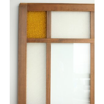 欅玉杢腰板のダイア黄色ガラスの建具 2枚1組　GD0133YD 