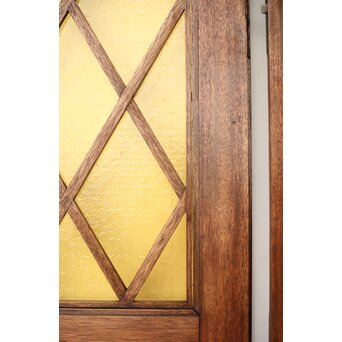 菱形組子 石目黄色ガラスのドア一対 2枚1組　GD0166Y 