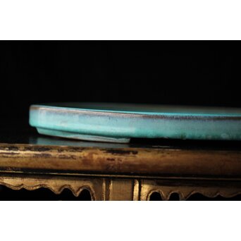 名鉢作家 植松陶翠 瑠璃釉切立切足 水盤　P447 
