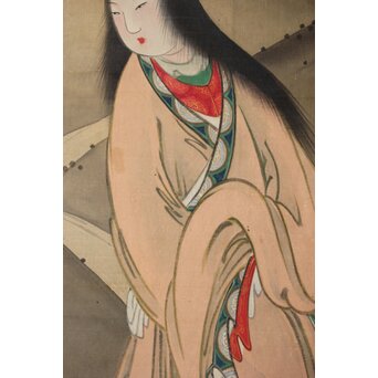 女流画家 桜井雪保 三幅対 絹本掛軸　Z483 
