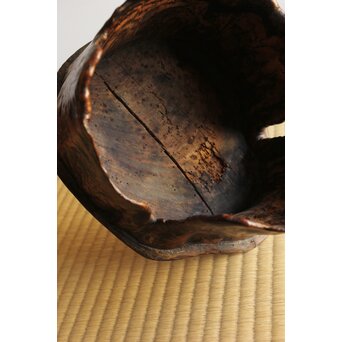 瘤木 自然木の刳貫瓶掛/煎茶盆 2枚1組　X469 