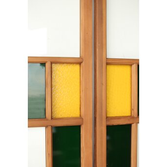 黄色と緑色ガラス建具 2枚1組　GD0243Y 