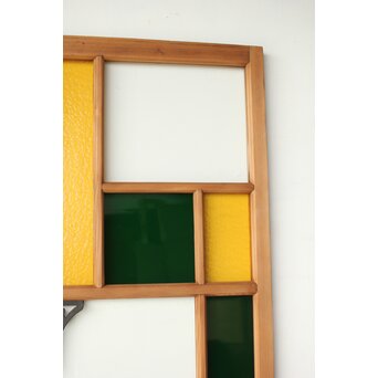 黄色と緑色ガラス建具 2枚1組　GD0243Y 