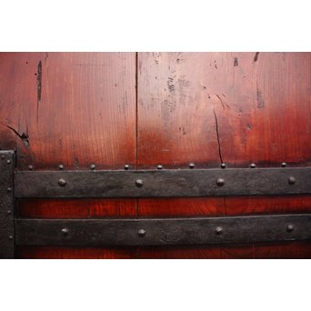 総欅ハート型と横桟金具蔵戸　W155 
