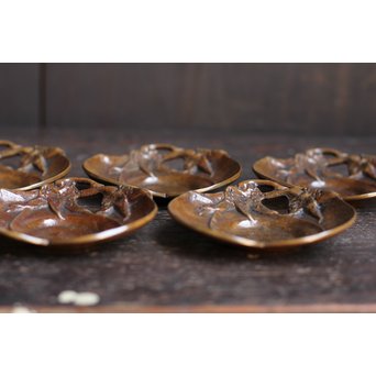 三右衛門三茄子銅製茶托5枚１組　S1206 