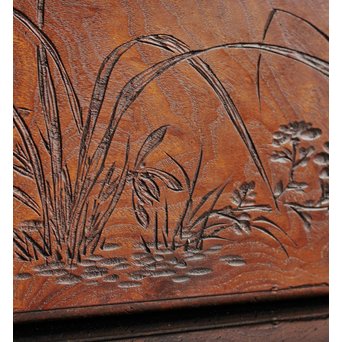 瑞松銘　片切彫桑の印箱　J2209 