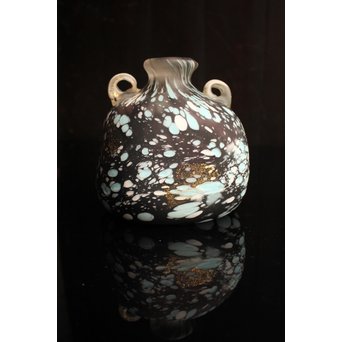 藤田喬平作　金箔ガラス花瓶　S2573　 