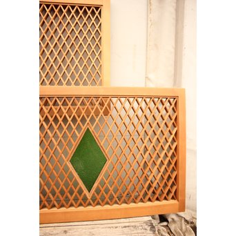 菱型組子と緑ダイア色ガラスの欄間　R1641 
