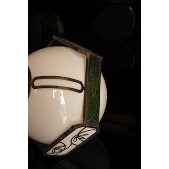 竹模様の色ガラス装飾球体電笠　A1523 