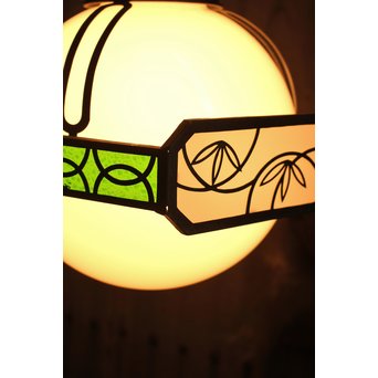 竹模様の色ガラス装飾球体電笠　A1523 