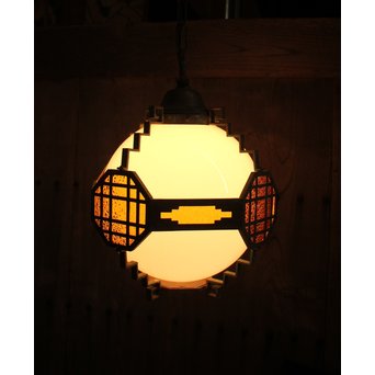 黄色ガラスのアールデコ照明 電笠 在庫2つ A1561y 時代家具 アンティーク 蔵戸 古民具 古材 骨董品店 のびる