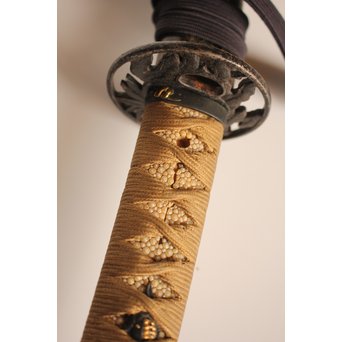 日本刀拵　刀装具/鍔/目貫　赤銅象嵌鈴蘭模様　J2317 