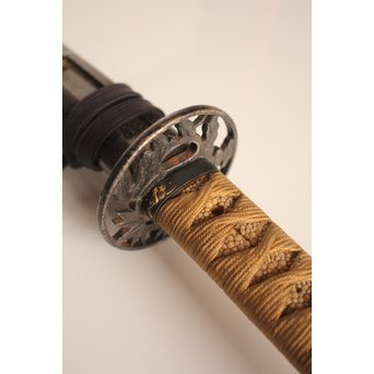 日本刀拵　刀装具/鍔/目貫　赤銅象嵌鈴蘭模様　J2317 