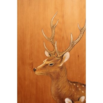 鹿のつがい　板絵　B852 