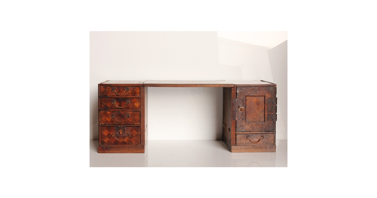 寄木細工分解式文机 T382｜骨董店 のびる 古美術 骨董 和風建具 蔵戸
