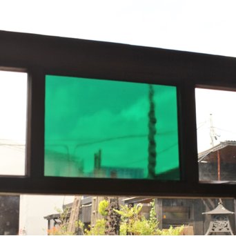 緑と白の色ガラス建具　GD964 