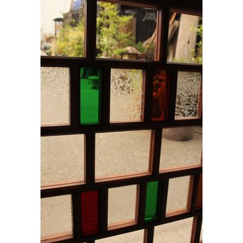 多種細分化升の色ガラス中型建具　2枚1組　GD977 