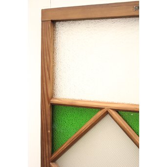 ダイア緑色ガラス欄間 2枚1組　R2198Y 