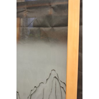 山水図 エッチングガラス戸 4枚1組　GD1101 