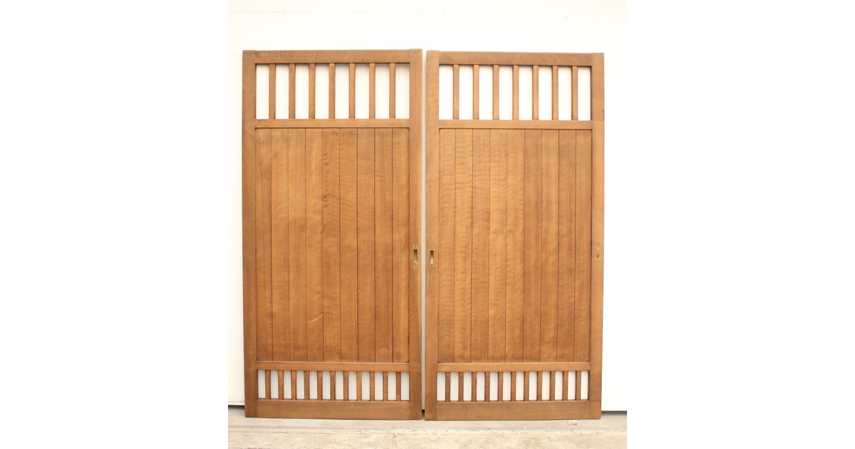 天地格子建具 2枚1組 L911｜骨董店 のびる 古美術 骨董 和風建具 蔵戸