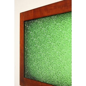 大判ダイア緑色ガラス欄間/明り取り 2枚1組　R2293 