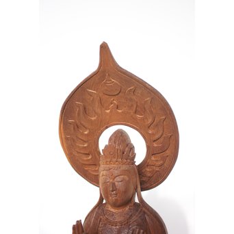 元田月山 観音 仏教美術木彫　X056 