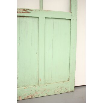 緑ペンキのシャビーガラスドア　D174 