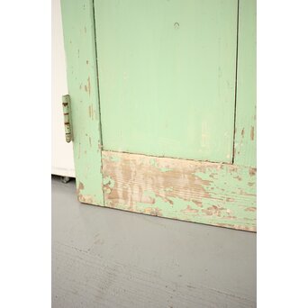 緑ペンキのシャビーガラスドア　D174 